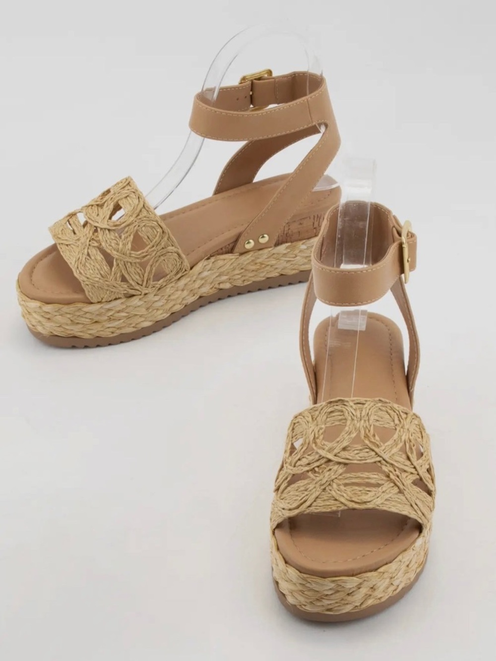 CCOCCI Tan Braided Espadrille Wedge Sandals